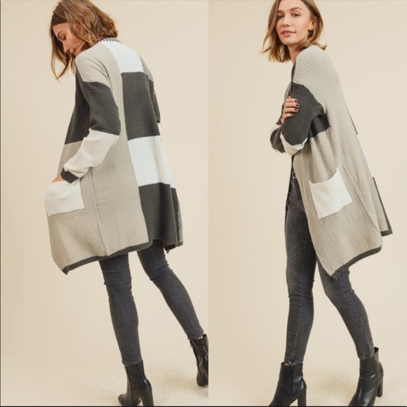 Long Color Block Cardigan - Picture 3 of 5